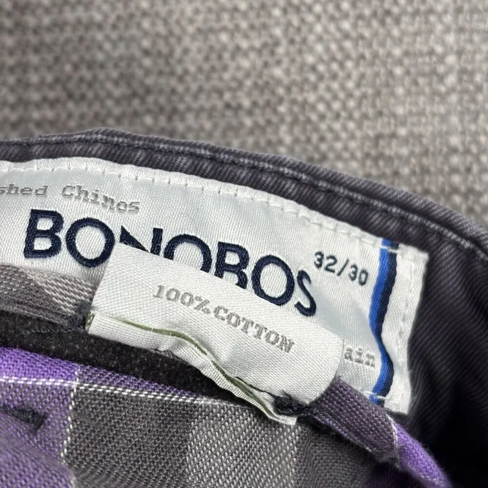 Bonobos Washed Chinos Pants Men 32x30 Gray Straight Fit Casual Flat Front Preppy